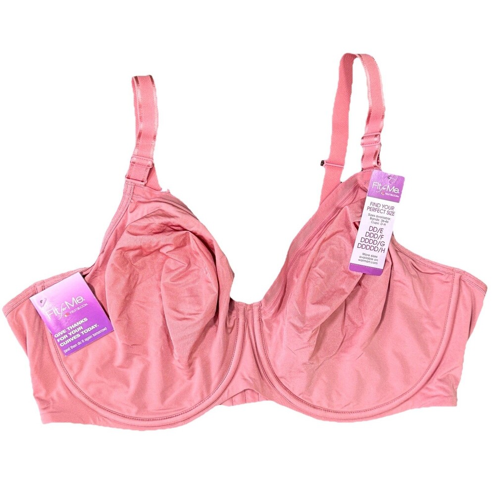 Fit For Me Women's Unlined Underwire Bra Full Figure Rose‎ Pink 42DDD NEW